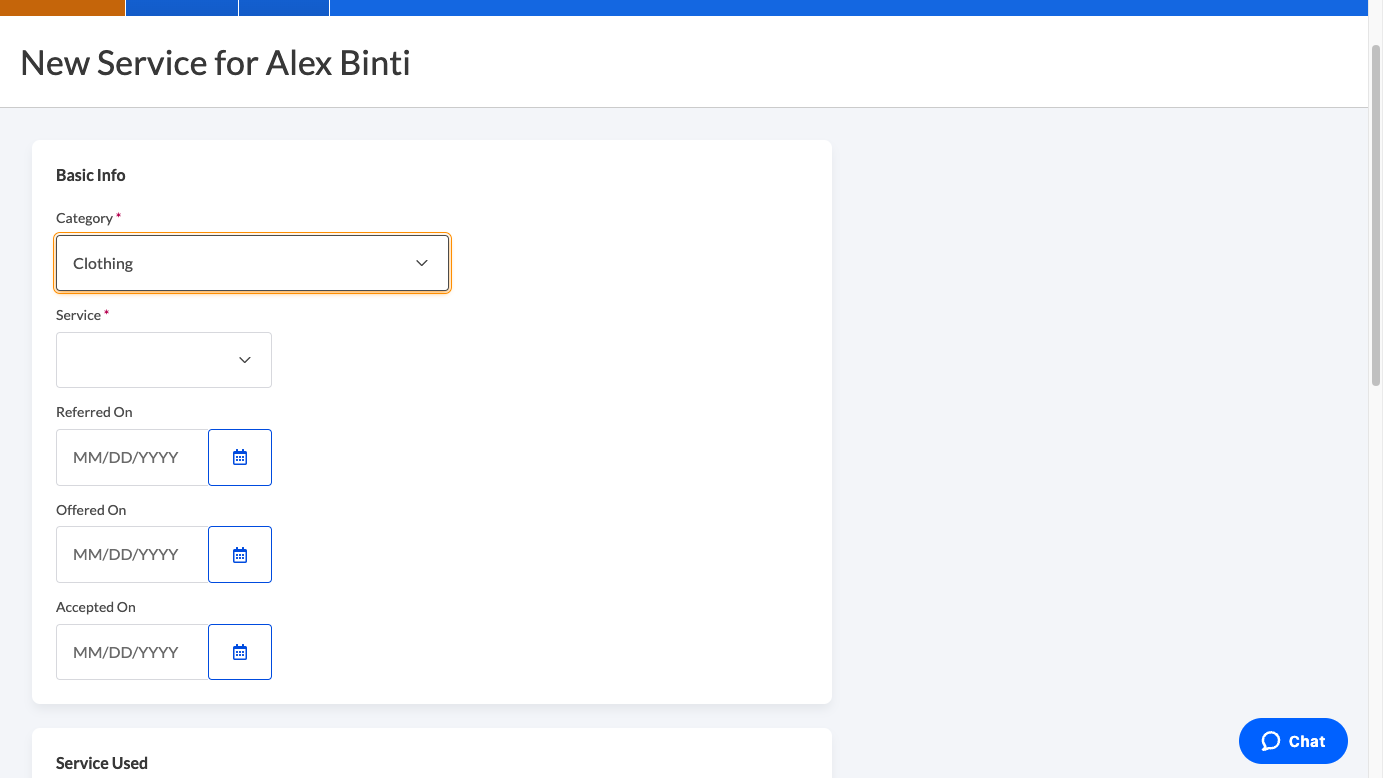 Select a service category