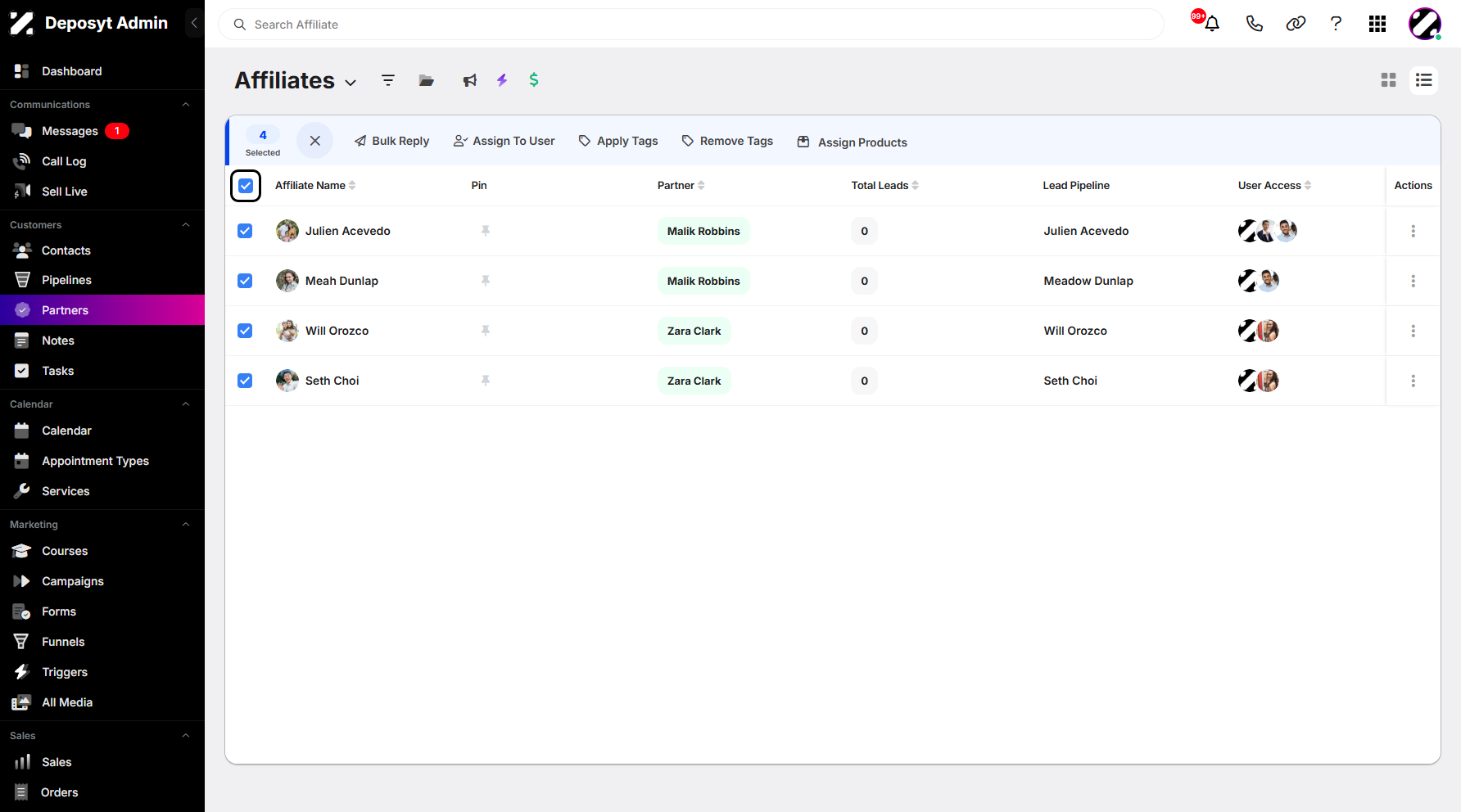 Step 5: To enable bulk actions, click the ‘Select All’ checkbox.