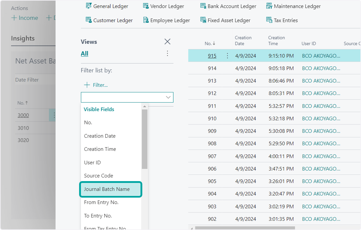 Click on Journal Batch Name