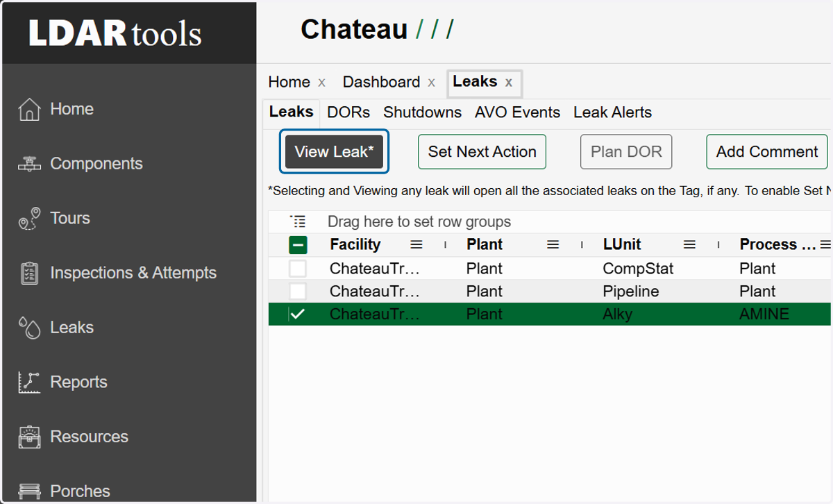 Click on View Leak*