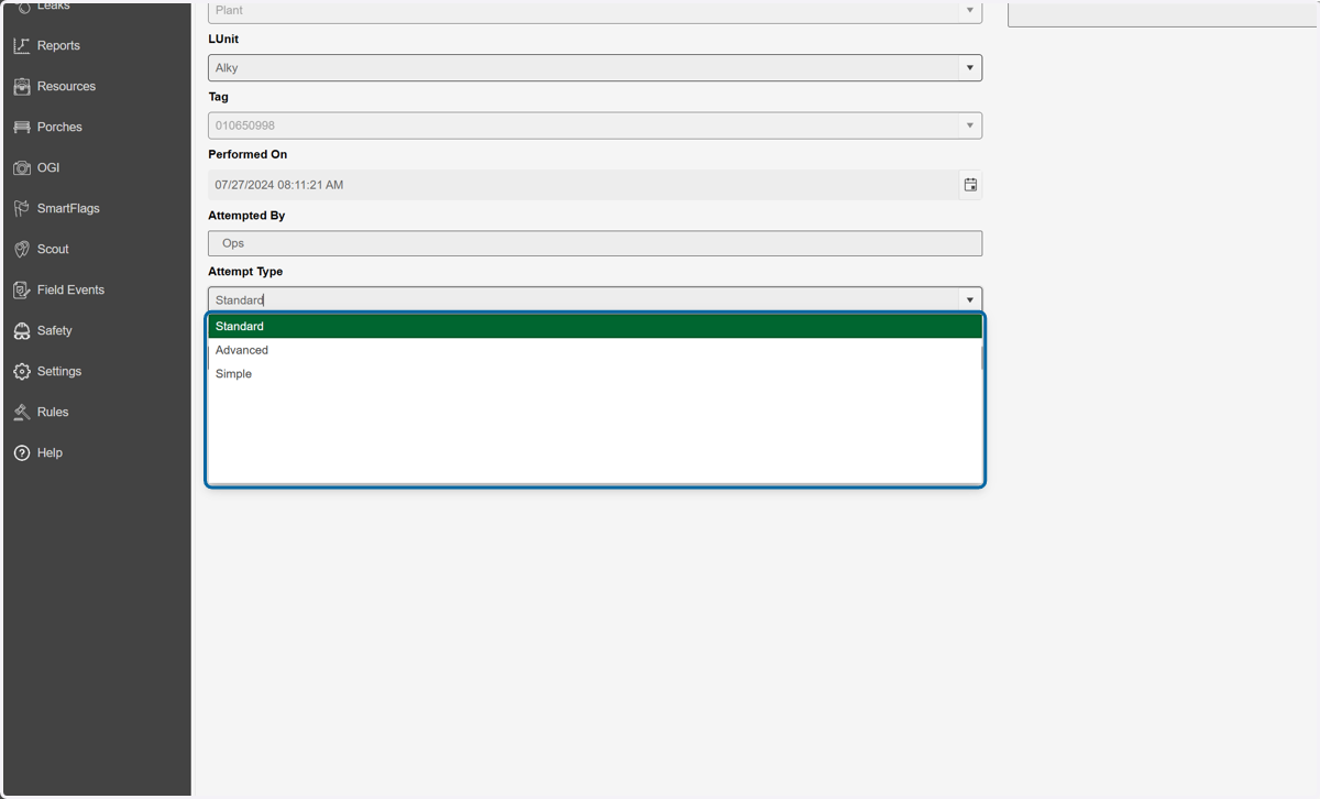 Choose an Attempt Type. This will determine your options in the Attempt How dropdown.