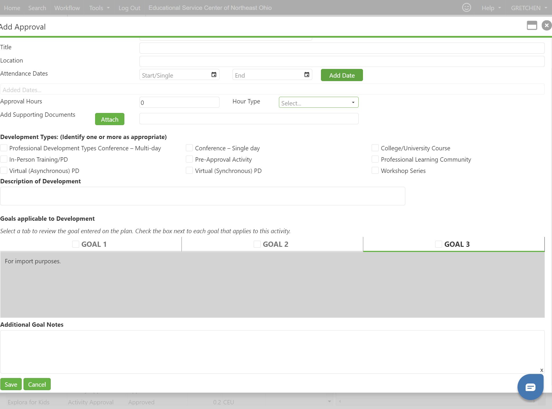 Click on Save once all information has been completed.