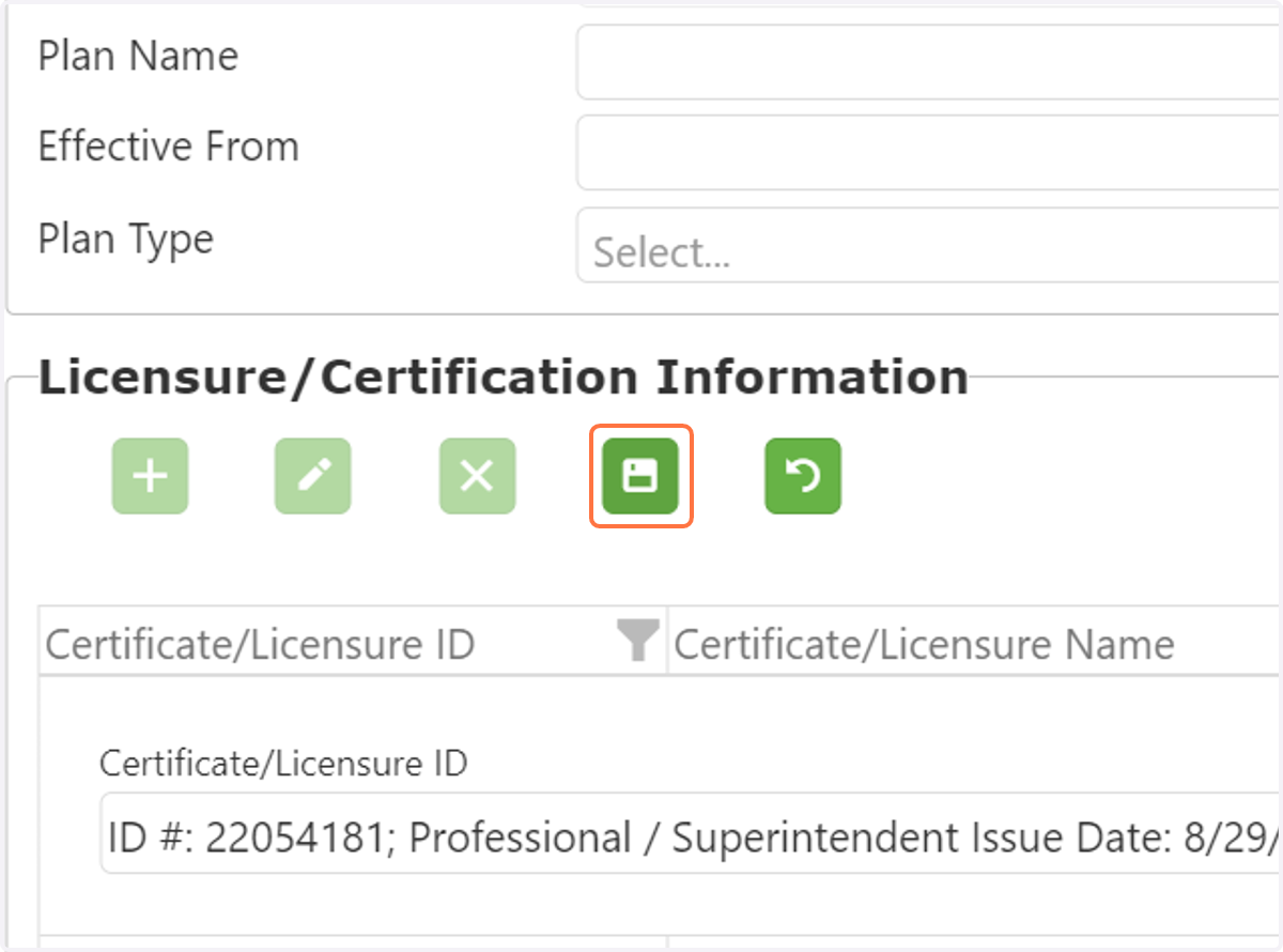 Click on the save icon in order for that license to be included.