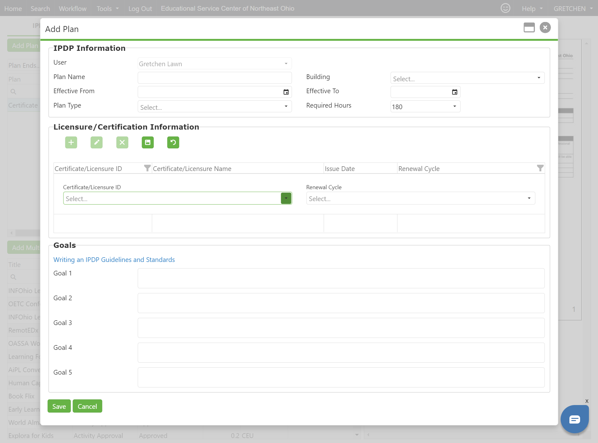 Select each license and its renewal cycle.