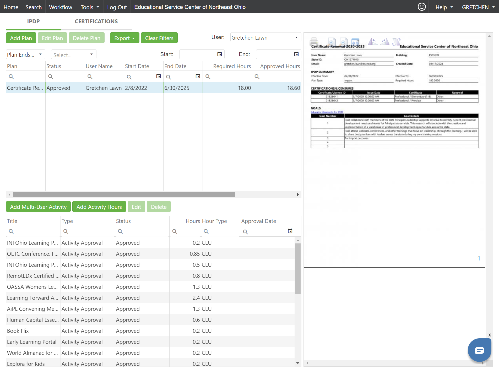 Click on Add Activity Hours to upload an activity.