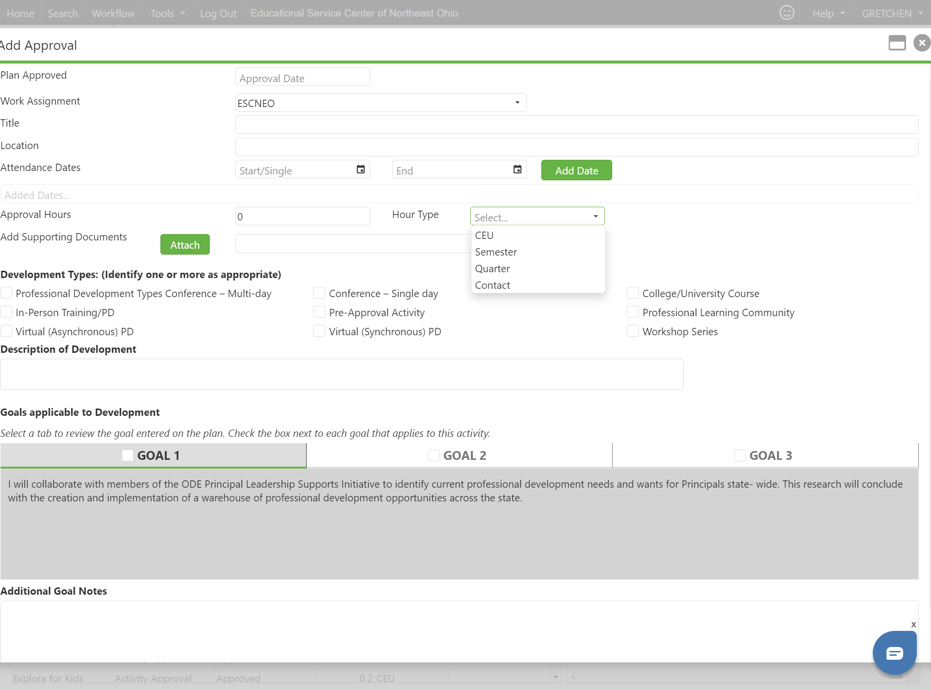Select the goal that most closely applies to the activity.