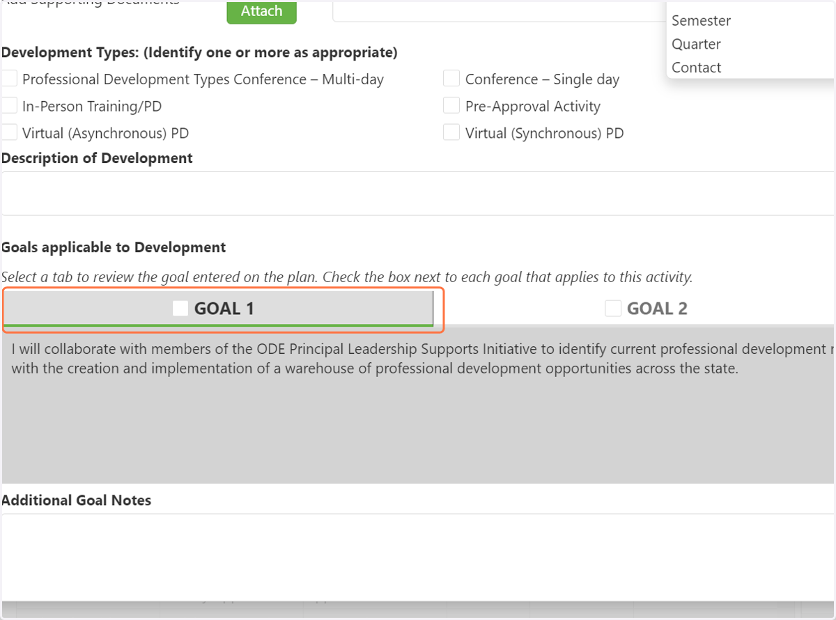 Select the goal that most closely applies to the activity.