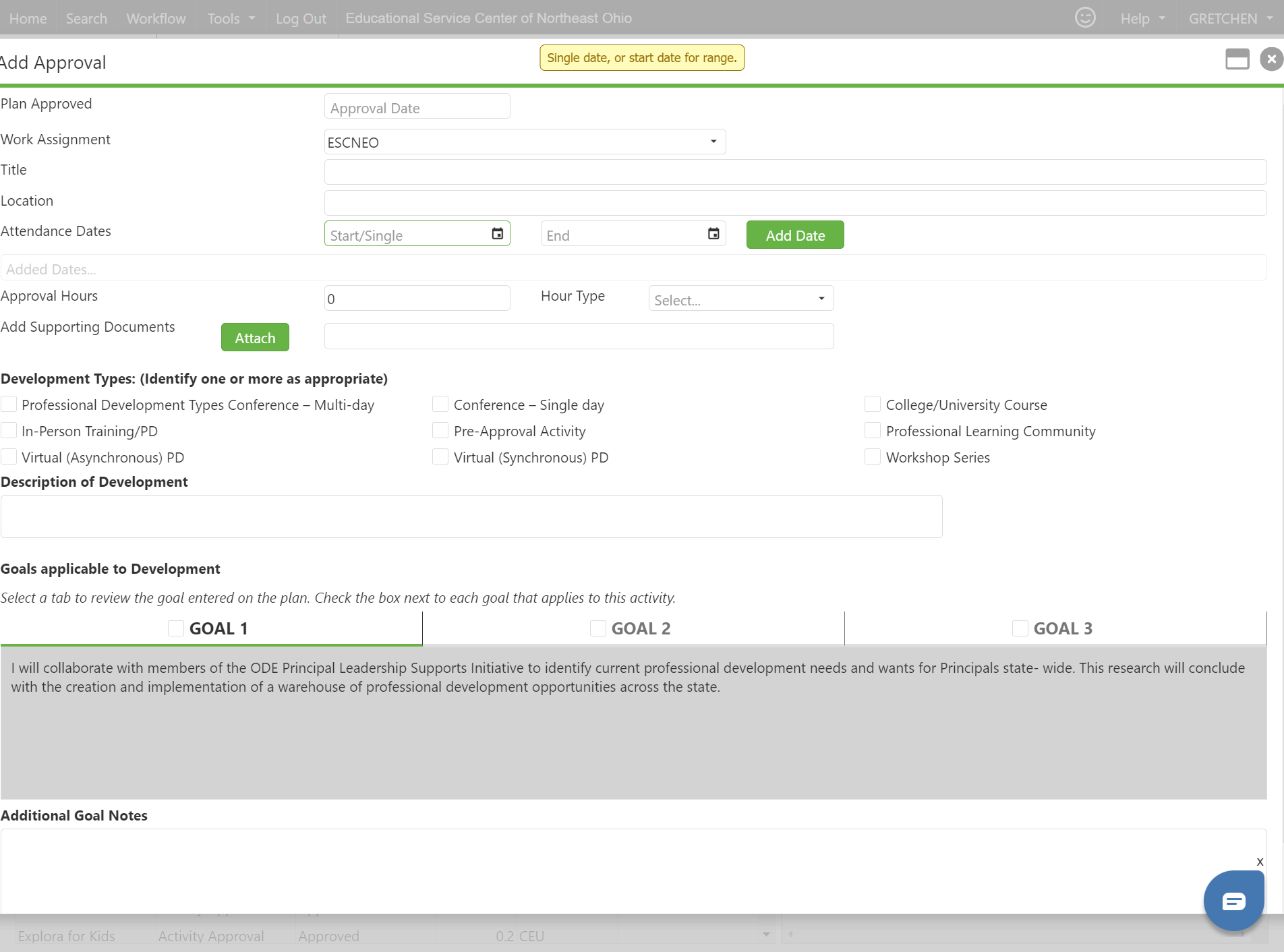 Click on Attach to upload a certificate, transcript, or Educator Exiting an LPDC form.
