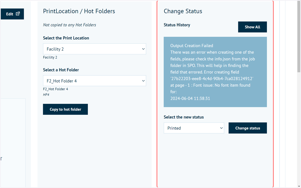 Navigate to the Change Status area