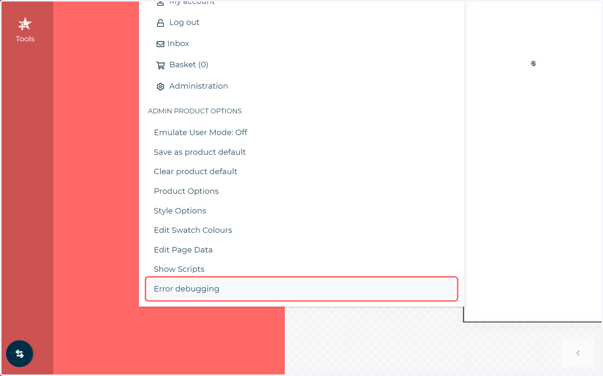 Click on Error debugging