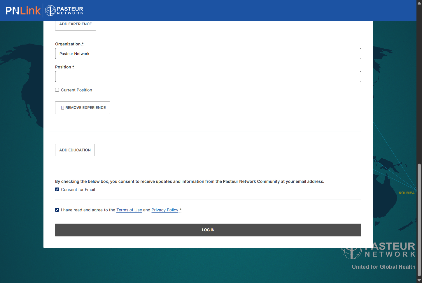 Click on LOG IN