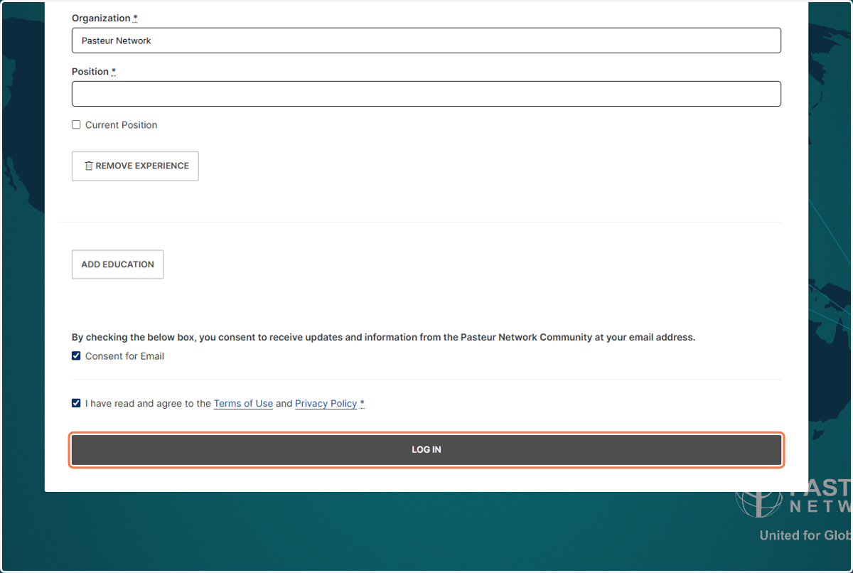 Click on LOG IN