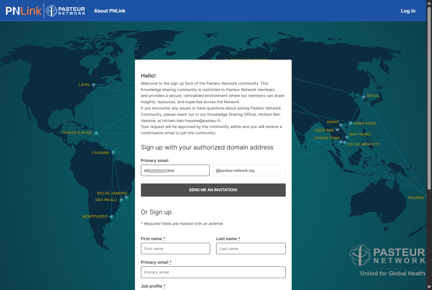 Fill in your professional email address