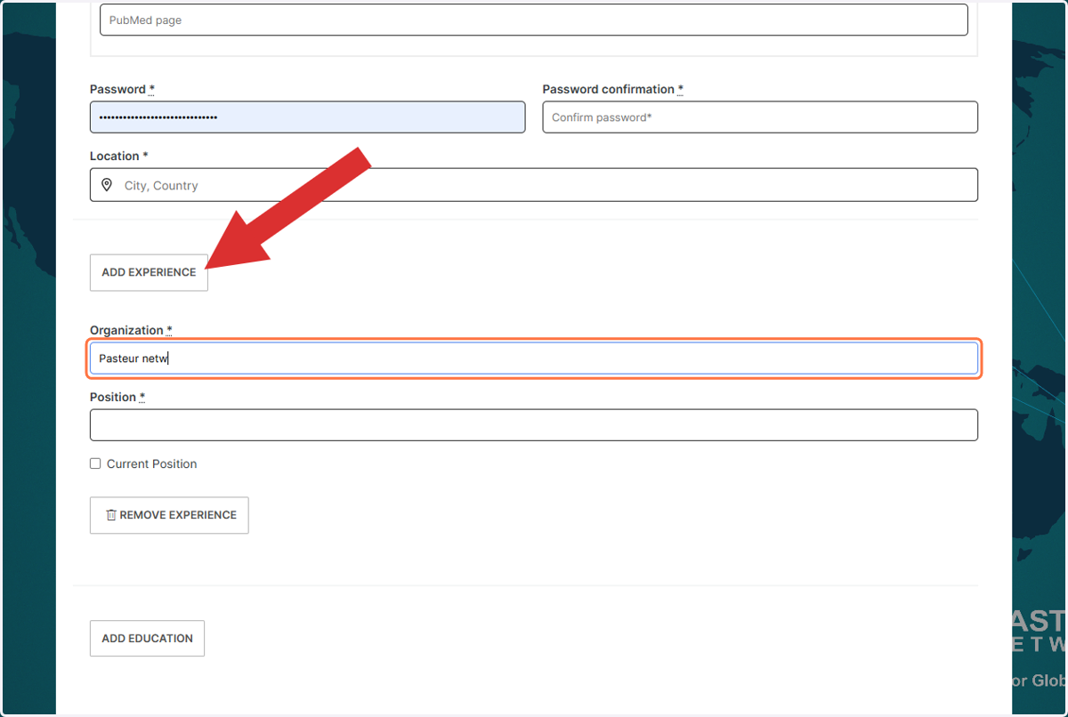 Click on ADD EXPERIENCE