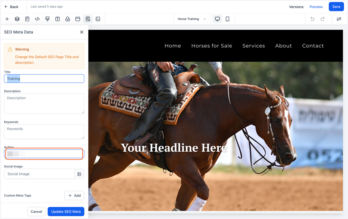 Edit your Meta Data fields