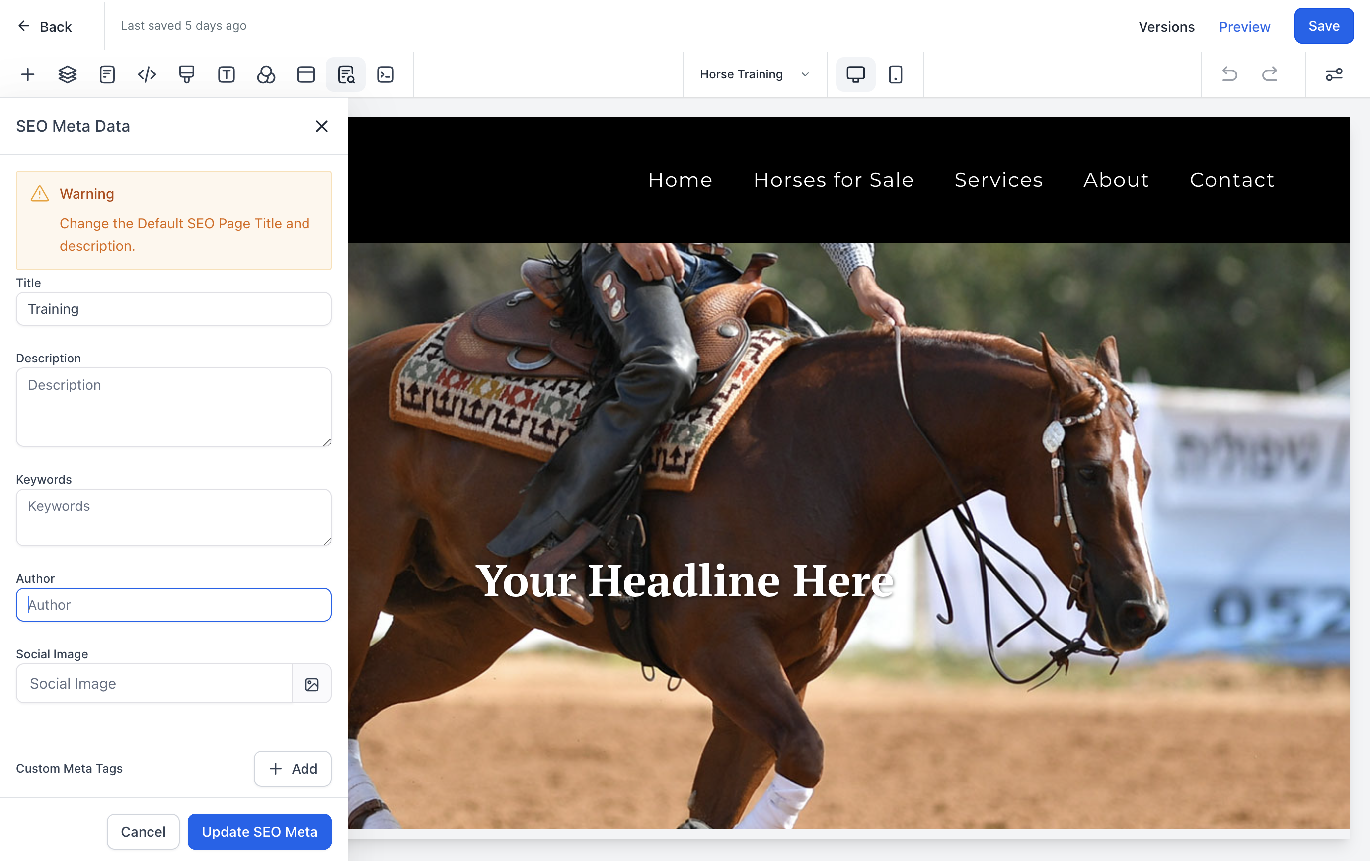 Click on Update SEO Meta
