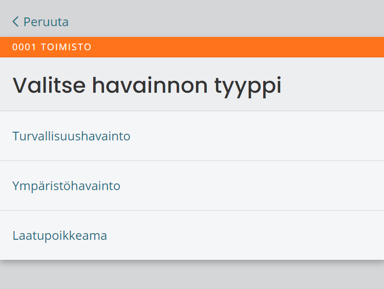 Valitse havainnon tyyppi