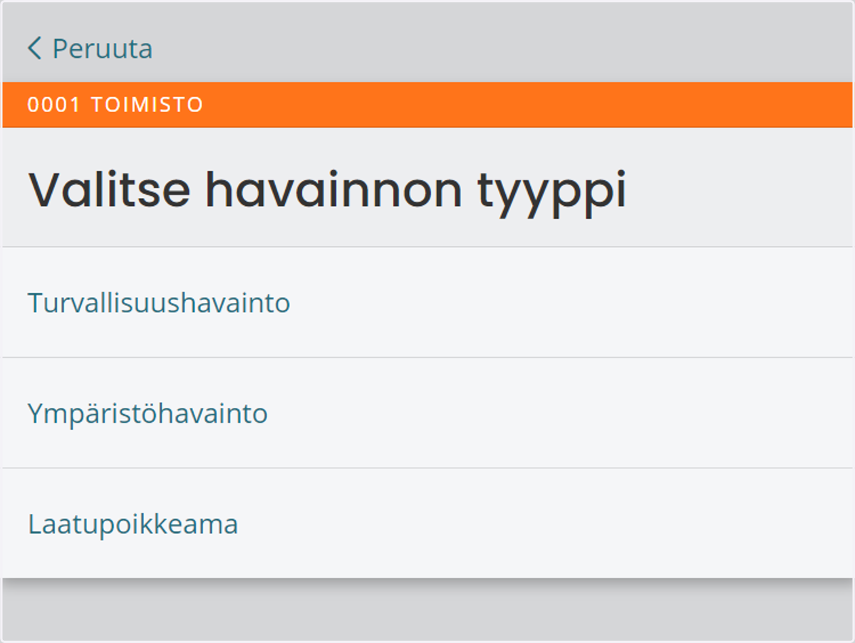 Valitse havainnon tyyppi