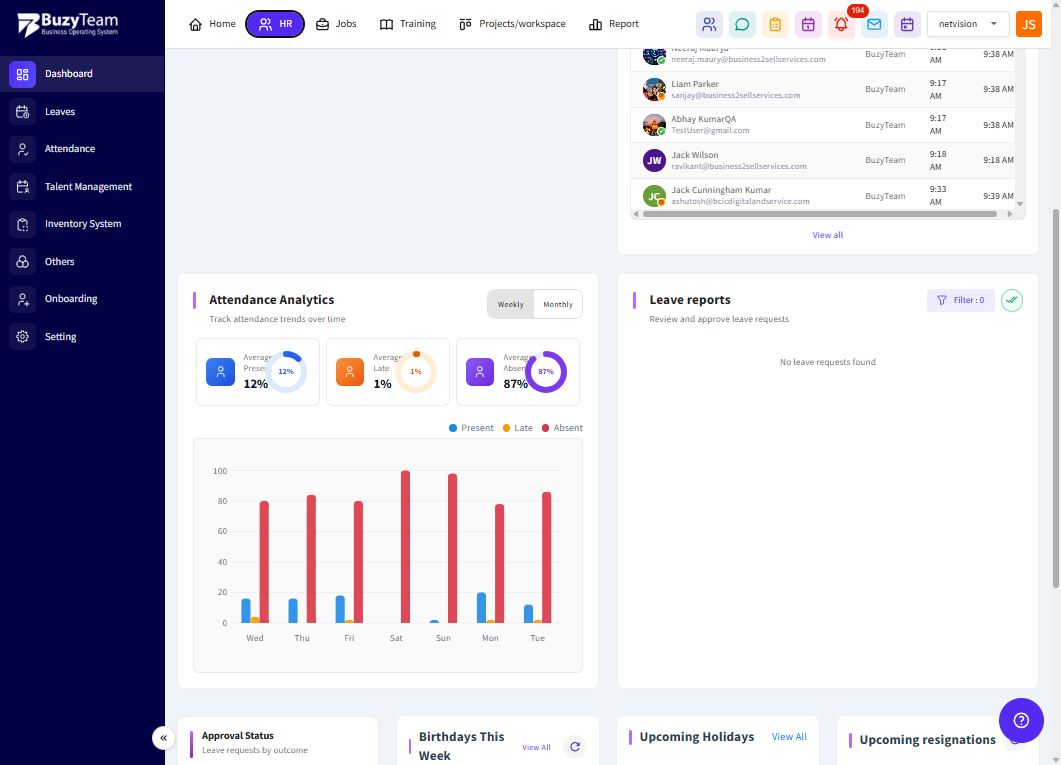 Click on Leave reports…