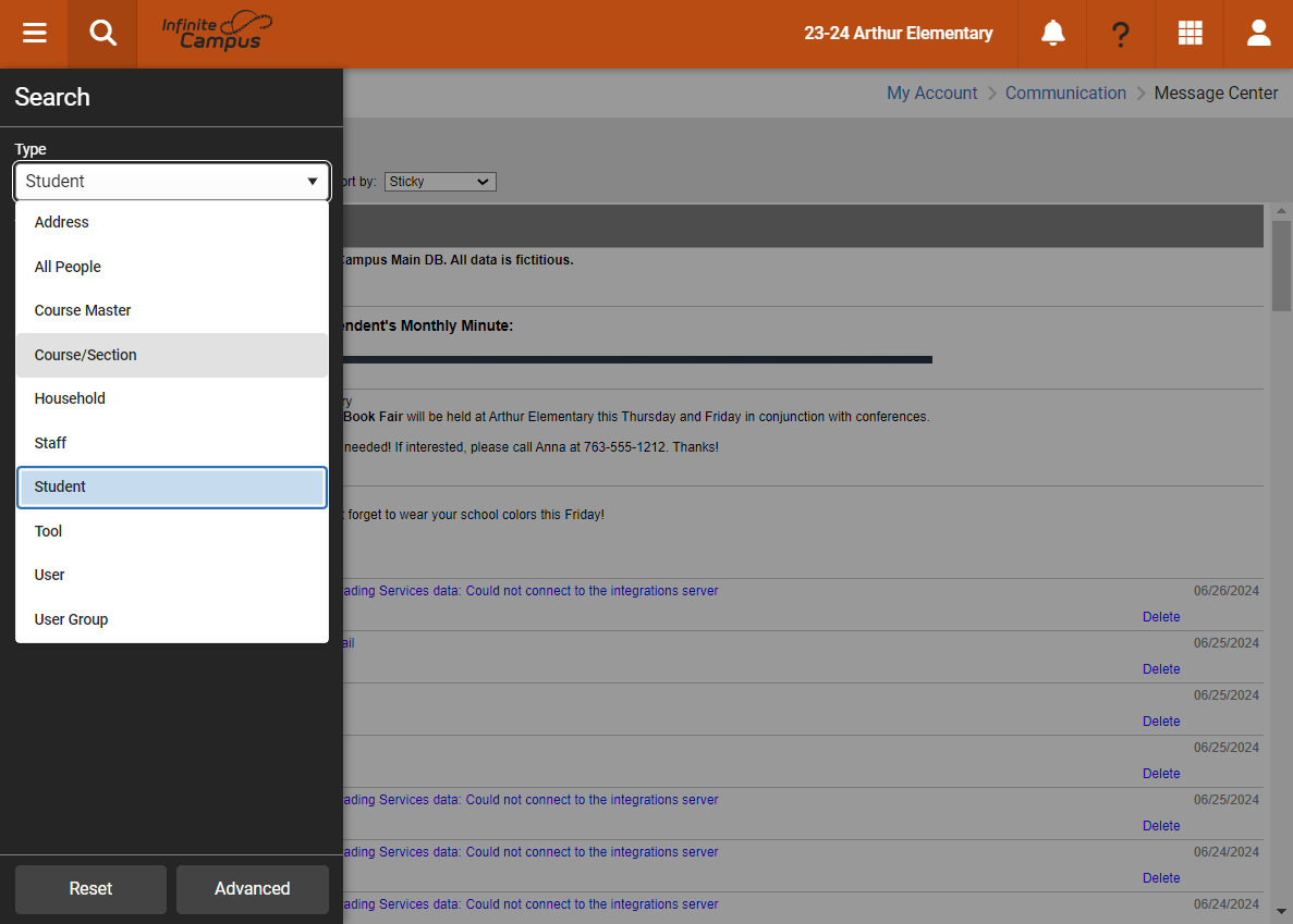 Click on Course/Section