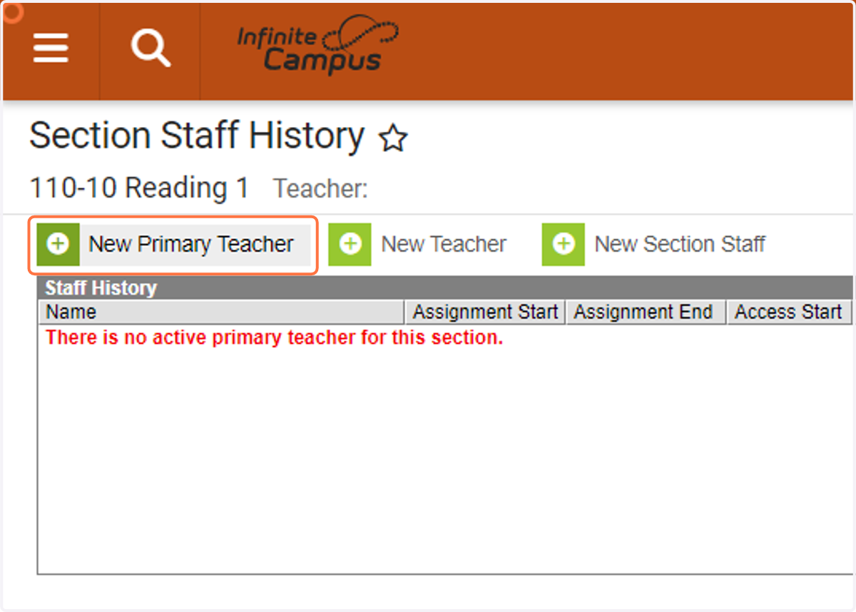 Click on New Primary Teacher