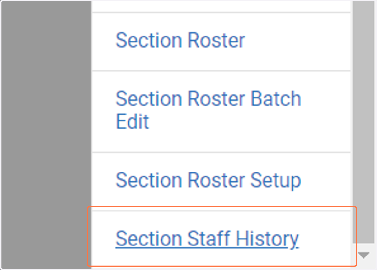 Click on Section Staff History