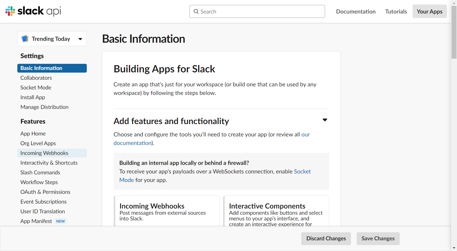 Click on Incoming Webhooks