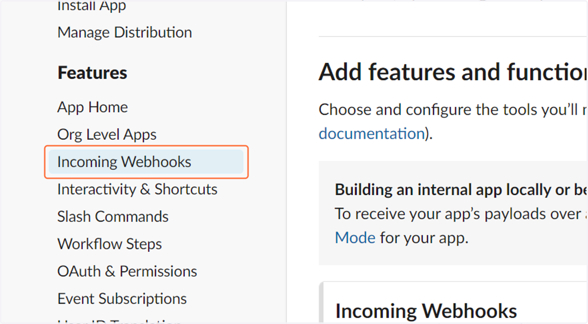 Click on Incoming Webhooks