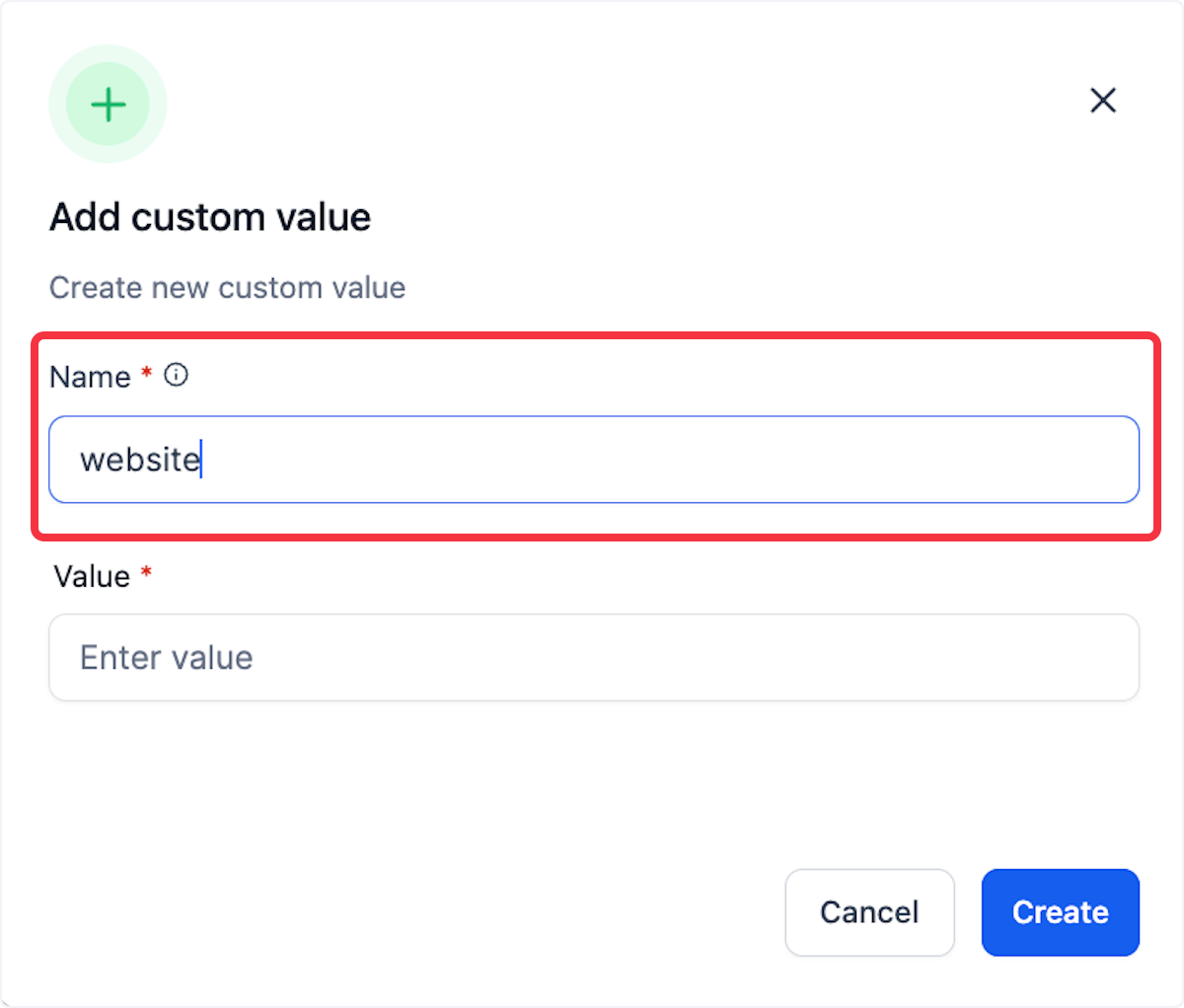 Adding Custom Value Name