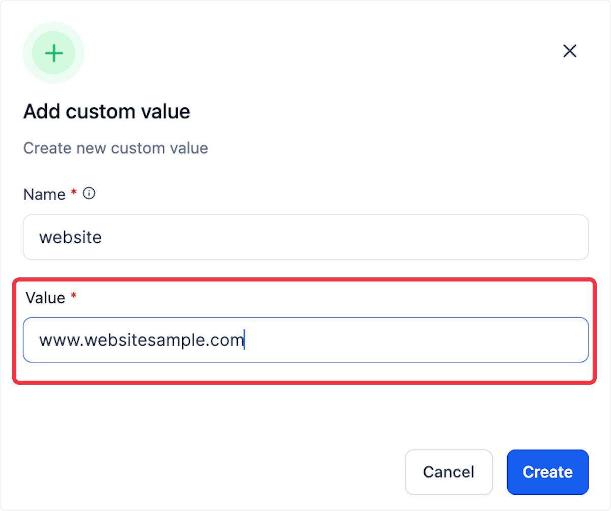 Adding Value to be used in Custom Value