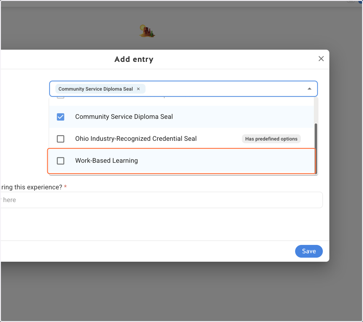Select more than one exeprience typ type