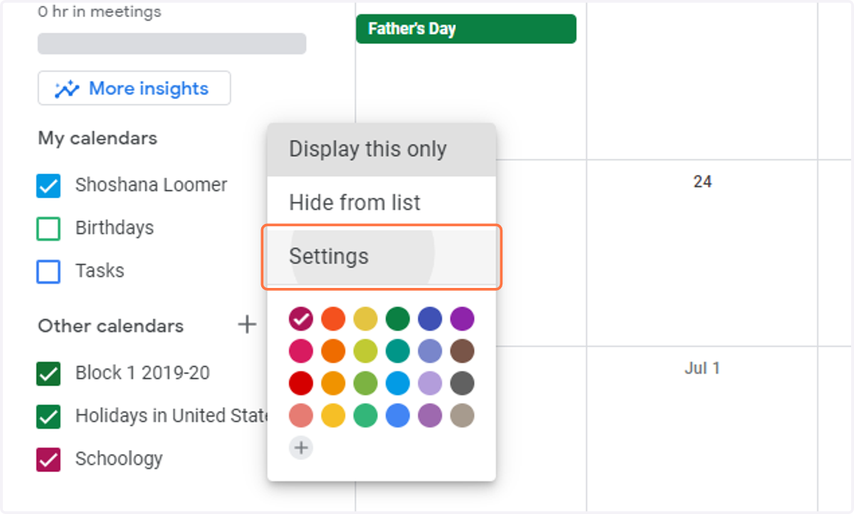 Click on Settings