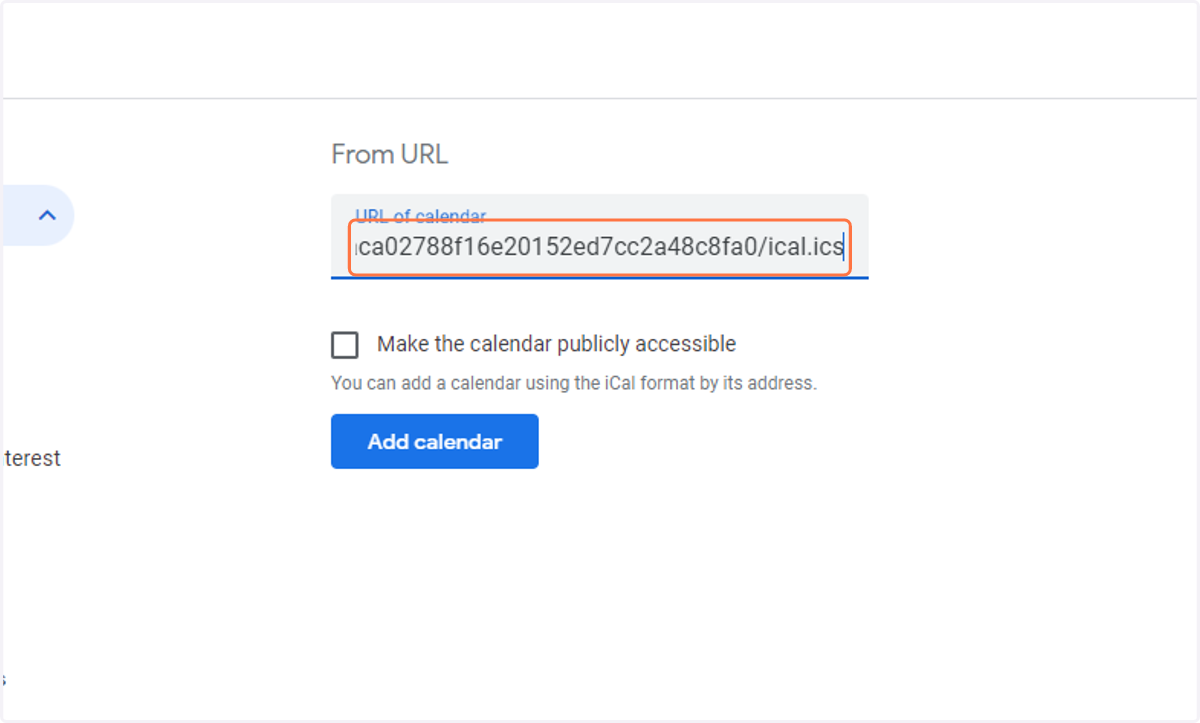 Paste selected text from Schoology into the URL of Calendar