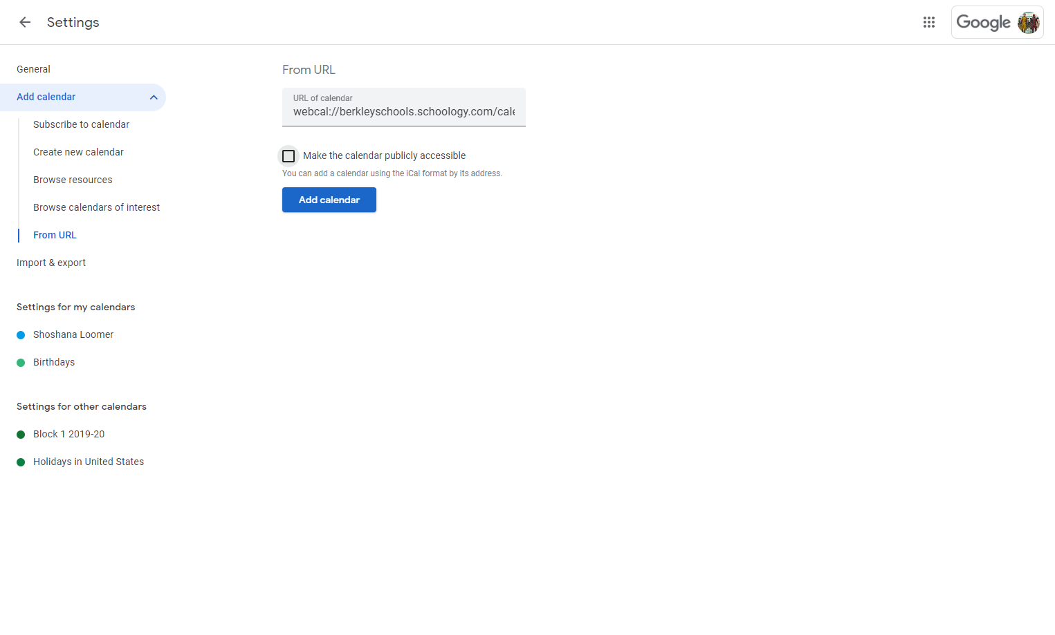 You can decide whether to check the box. Click on Add calendar