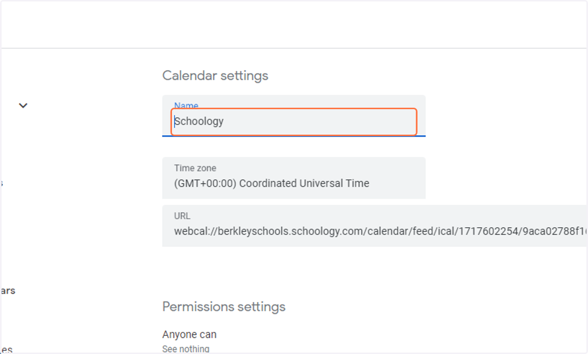 You can change the name of this webcal Schoology calendar to "Schoology", "School Assignments", etc.