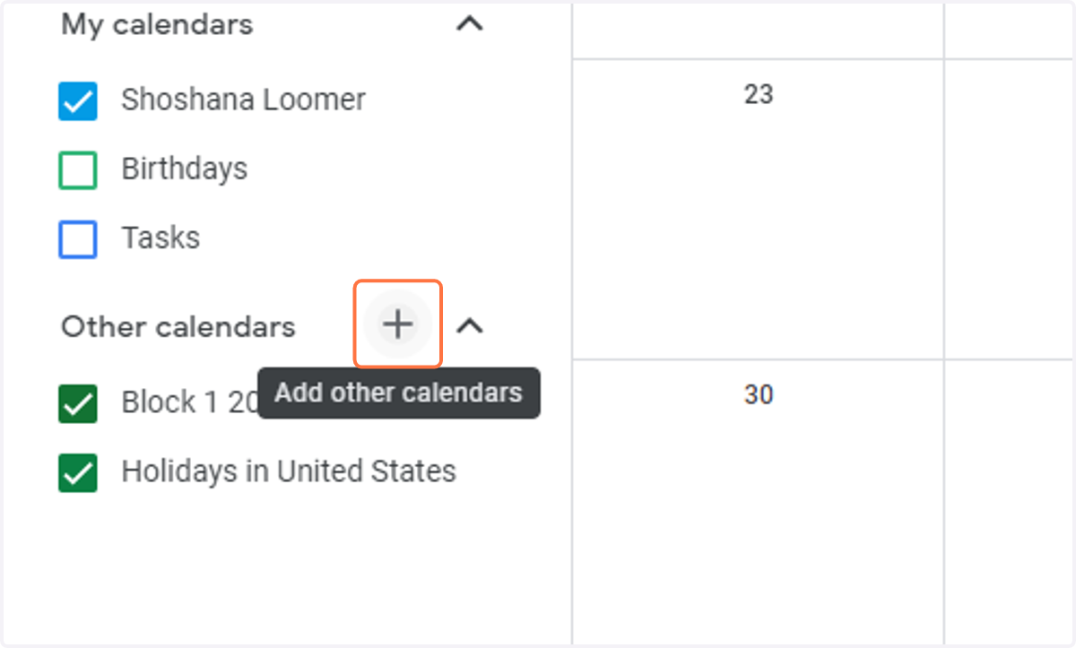 Click on Add other calendars
