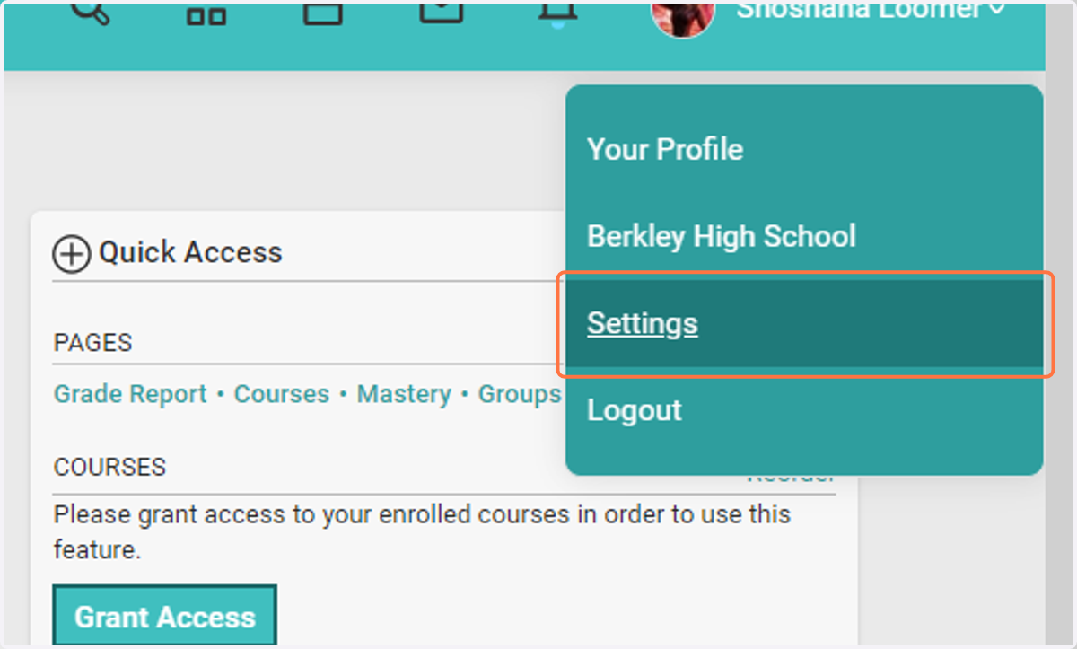 Click on Settings
