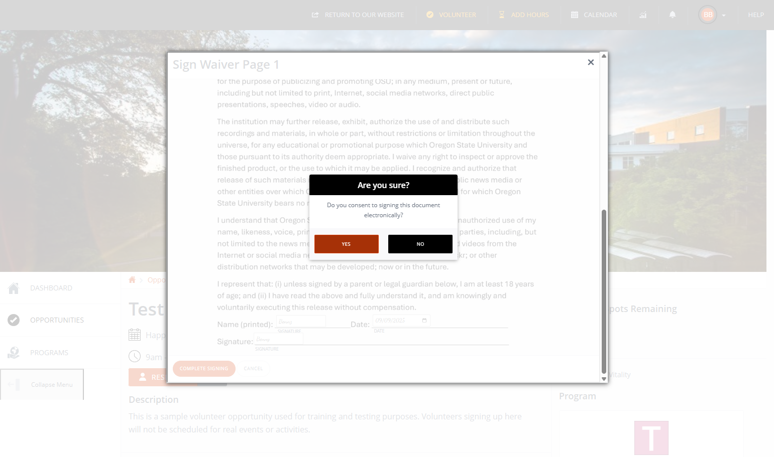 Please click “Yes” to continue.