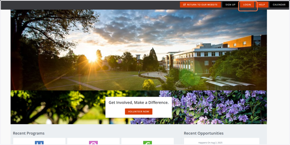 Go to the Volunteer Hub login page, click on the login button. Select the sign-up method you originally used and log in to the system.