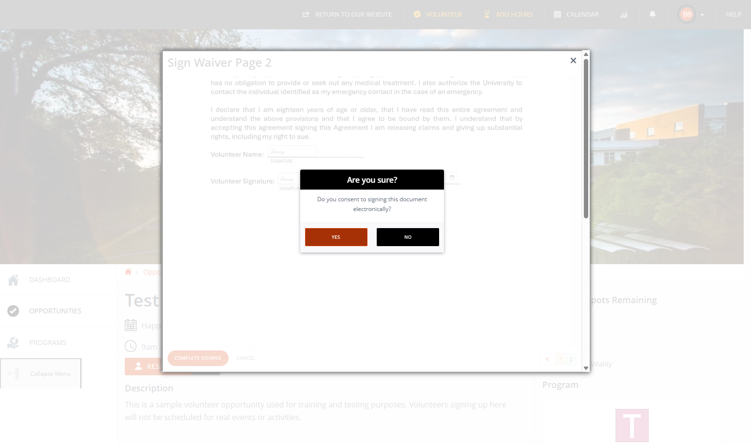 Please click “Yes” to continue.