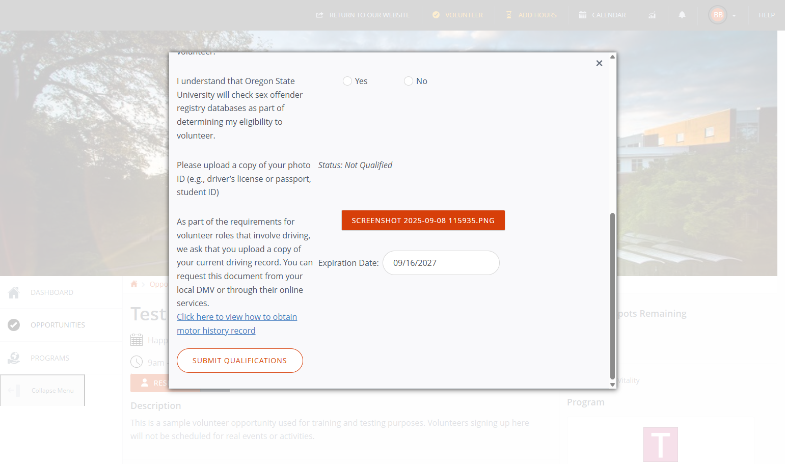 Click “Submit Qualifications.”