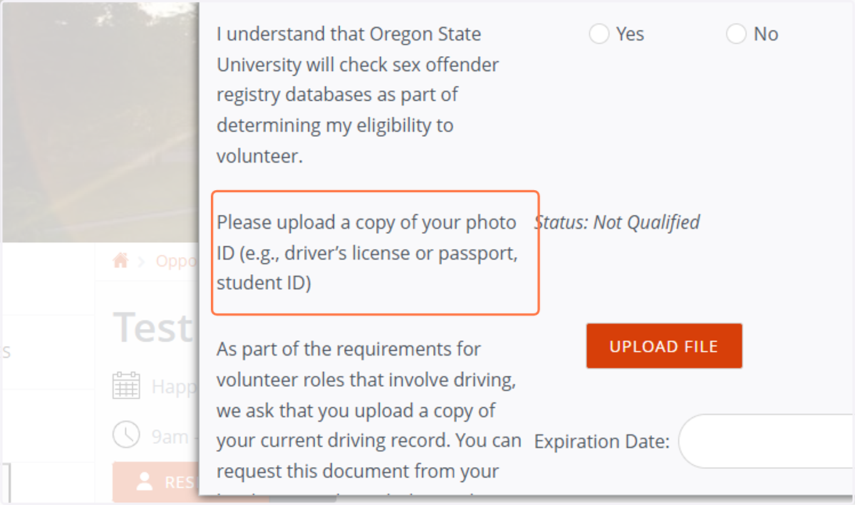 You may be prompted to upload an ID if you have not already done so during the signup process. If you have, no action is needed at this point. Your status will show as Not Qualified, Pending, or Qualified, depending on the review stage.