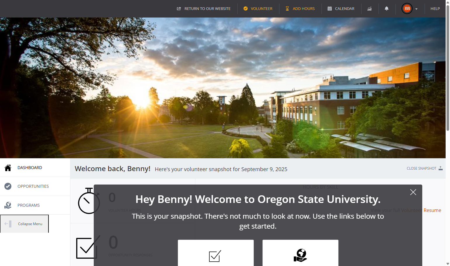 Click on Close Snapshot Popup