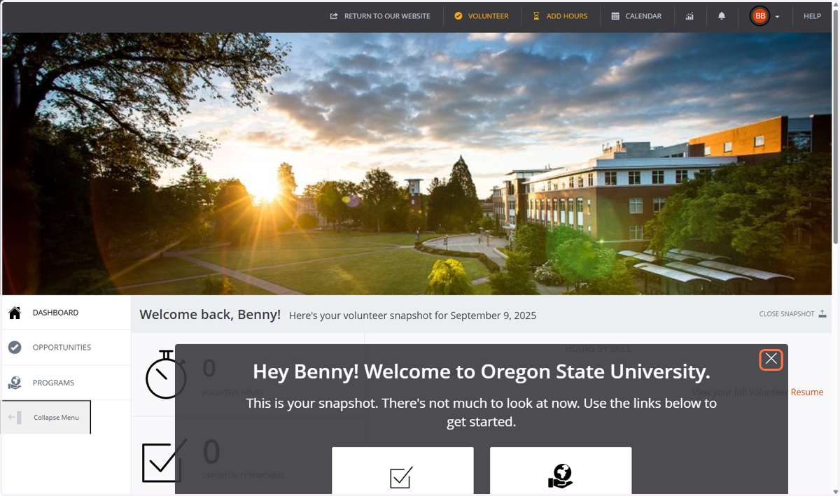 Click on Close Snapshot Popup