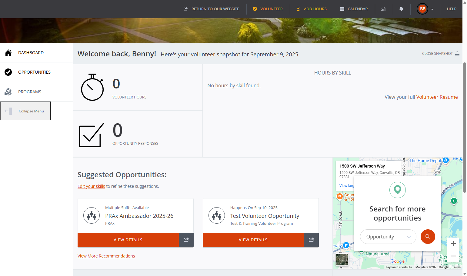 2. Click “Opportunities” in the left-hand menu