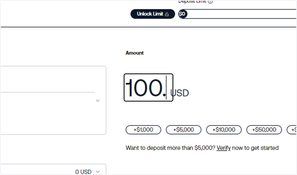 Input the amount you wish to deposit.
