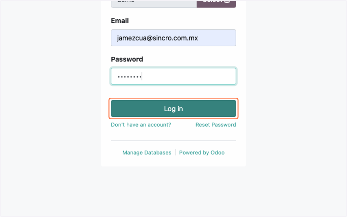 Click en Log in