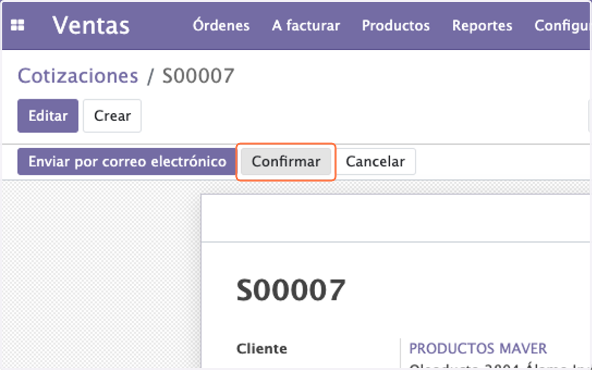 Click en Confirmar