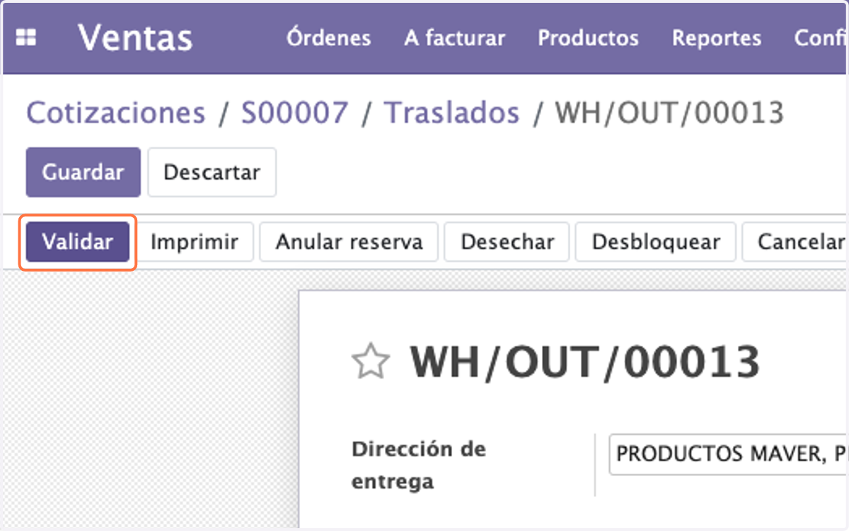 Click en Validar
