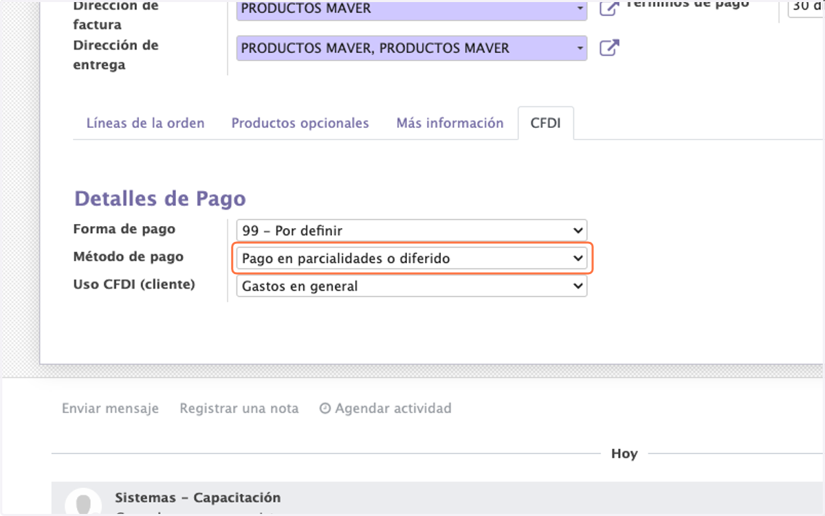 Seleccionar Método de pago